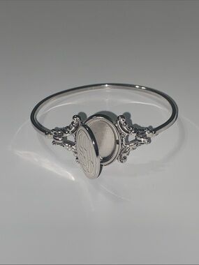 Avon Silver Engraved Locket Bangle Bracelet